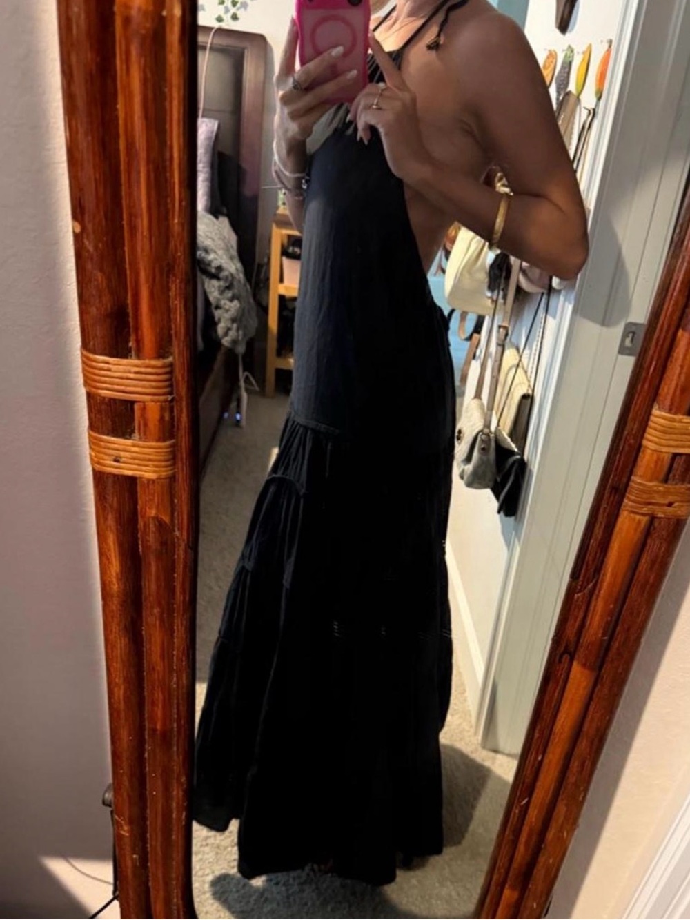 Free People Black Backless Halter Maxi Dress - Picture 2 of 6